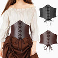 Women Lace up Waist Belts Retro Wide Elastic Tie Waspie Belt for Dresses Black Leather Costume Corset Waist Belt for Women