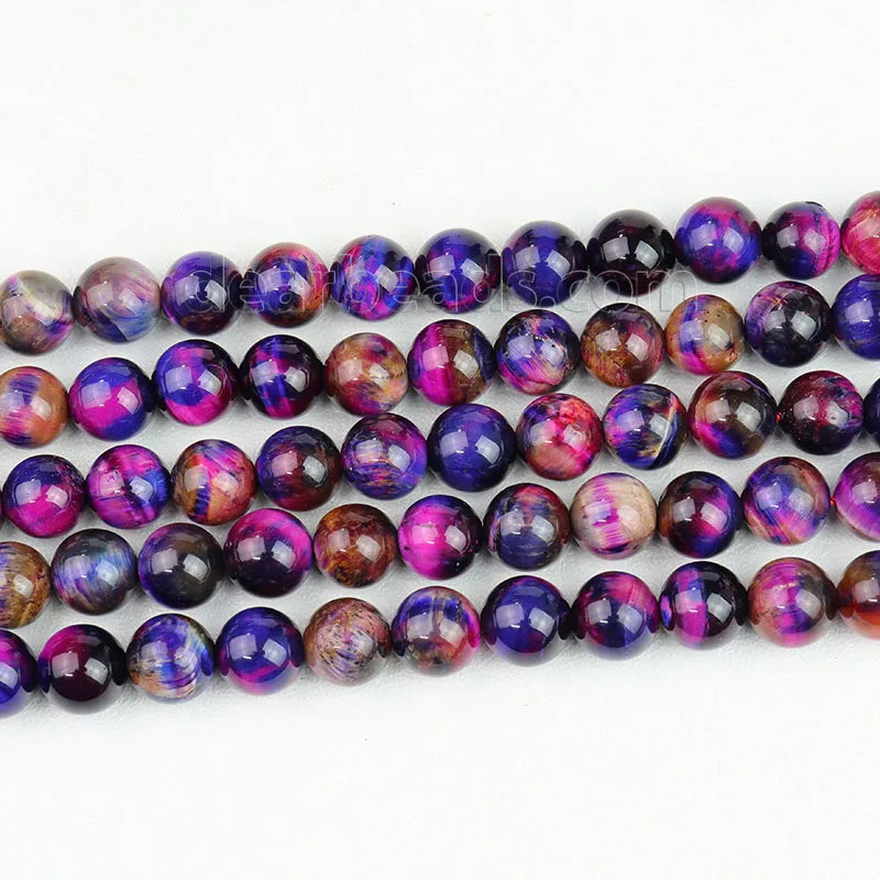 New Natural Mix Purple Blue Tiger Eye Beads Tiger's Eye Loose Bead for Jewelry Making 4mm 6mm 8mm 10mm 12mm