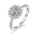 Wish Jewelry Fashion Design Moissanite 1.0 Carat 925 Sterling Silver Diamond Wedding Ring for Engagement