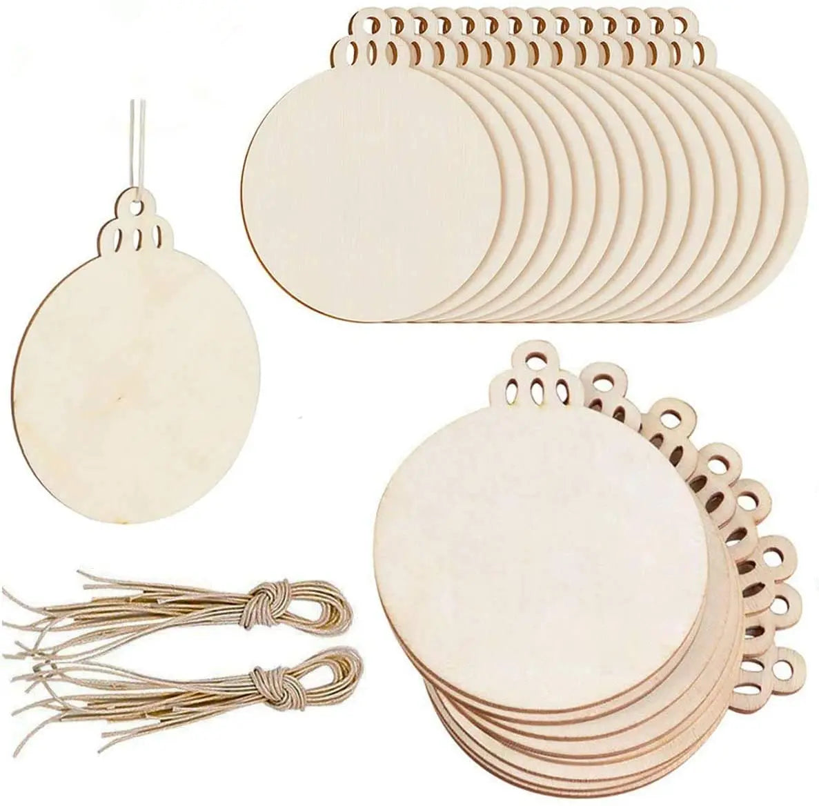 Tailai Wooden Discs Holes Natural Wood Slices Engraved Eco-Friendly DIY Crafts Centerpieces Kids Christmas Ornaments Hanging