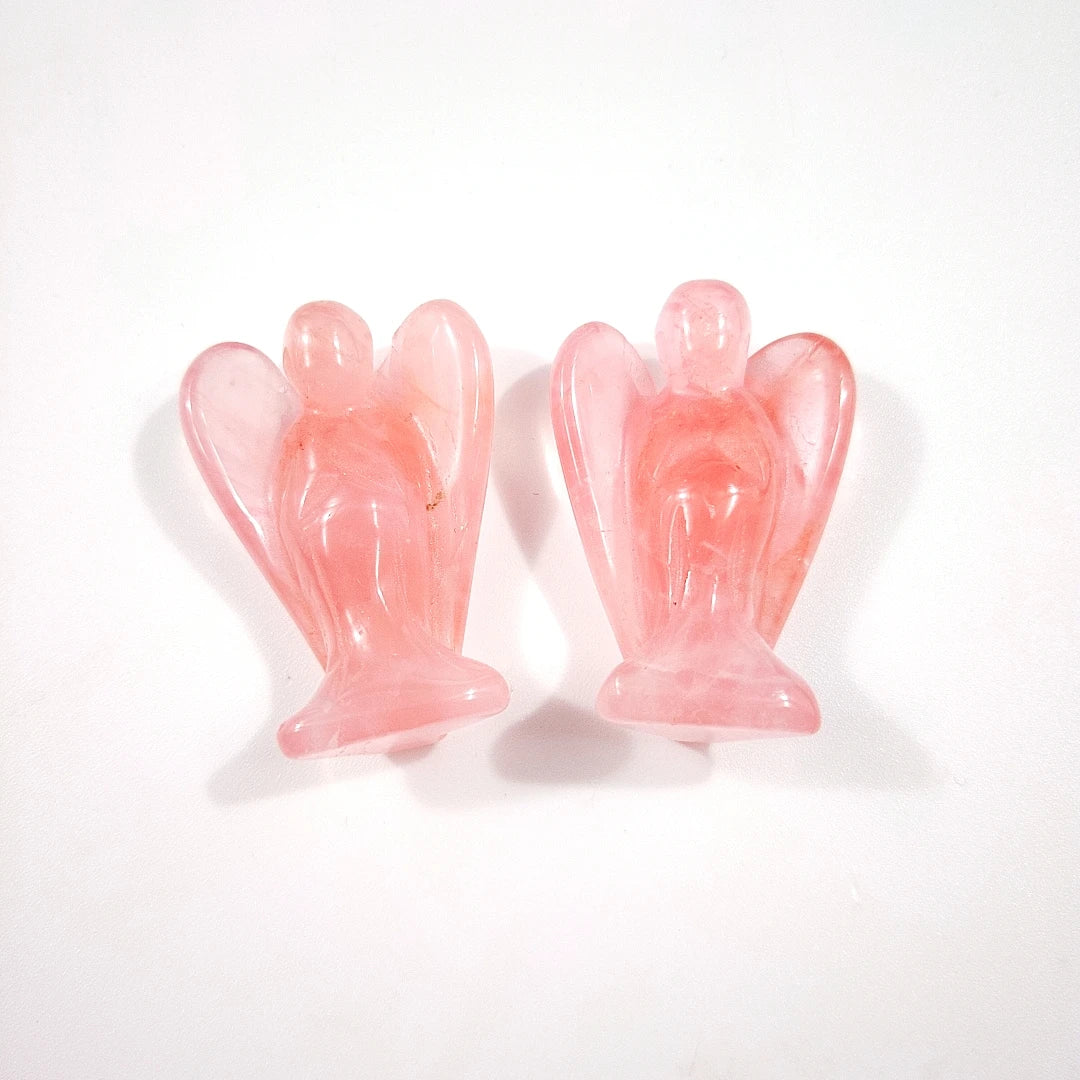 Huiying Angels 1.5 Inch Natural Rose Quartz Hand Carved Crystal Healing Stones Craft