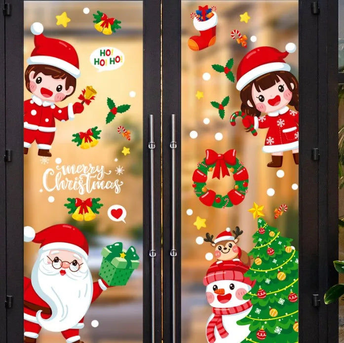 Christmas Decoration Wall Sticker Window Glass Holiday Snowman Decoration Sticker