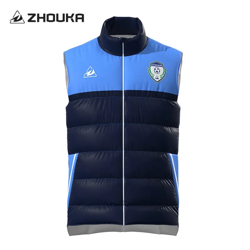 Custom High Quality Thick Warm Winter Soccer Coat Jacket Down Vest Puffer Football Jacket Winter Waistcoat