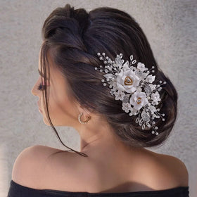 Bride Pearl Crystal Rhinestone Wedding Hair Accessories Headpiece Wedding Bridal Golden Fancy Women Hair Comb