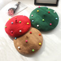 2025 New Candy Children's Beret Fresh Sweet Parent-Child Woolen Hat Autumn and Winter Colored Painter Hat