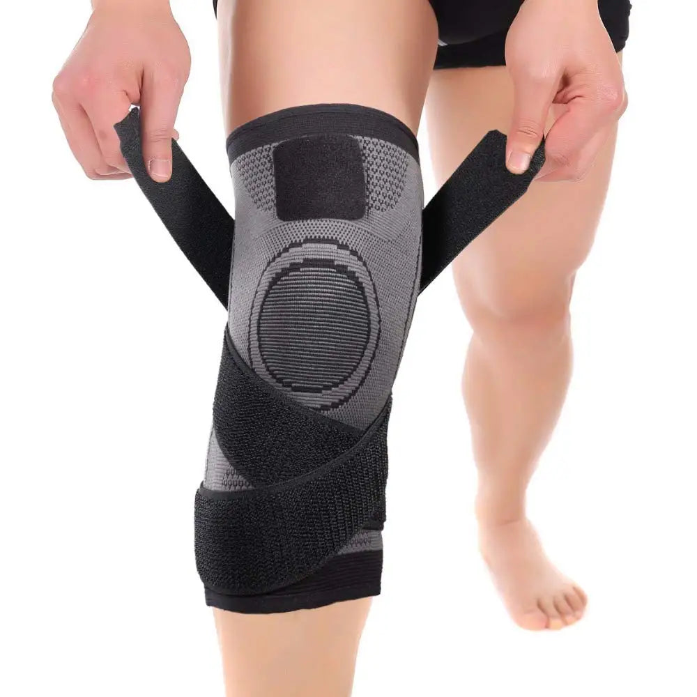 Compression Knee Stabilizer Sleeve with Straps for Running Gym Hiking-Arthritis Pain Relief Breathable Lightweight
