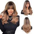 WH20 New Styl Japanese Korean 20-Inches Curly Synthetic Hair Wig Bangs Medium Length Curly Wigs Water Wave Wig  Women Hair