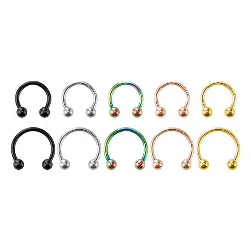 316L Stainless Steel Circular Piercing Tragus Ear Nose Cartilage Horseshoe Lip Ring Body Piercing Jewelry
