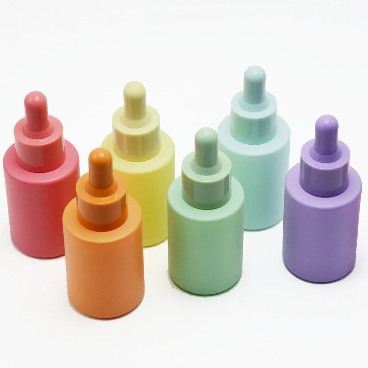 Hangzhou Sunshine Matte Pink Purple Green Blue Flat Shoulder Round Straight Serum 1oz 30ml Essential Oil Glass Dropper Bottles