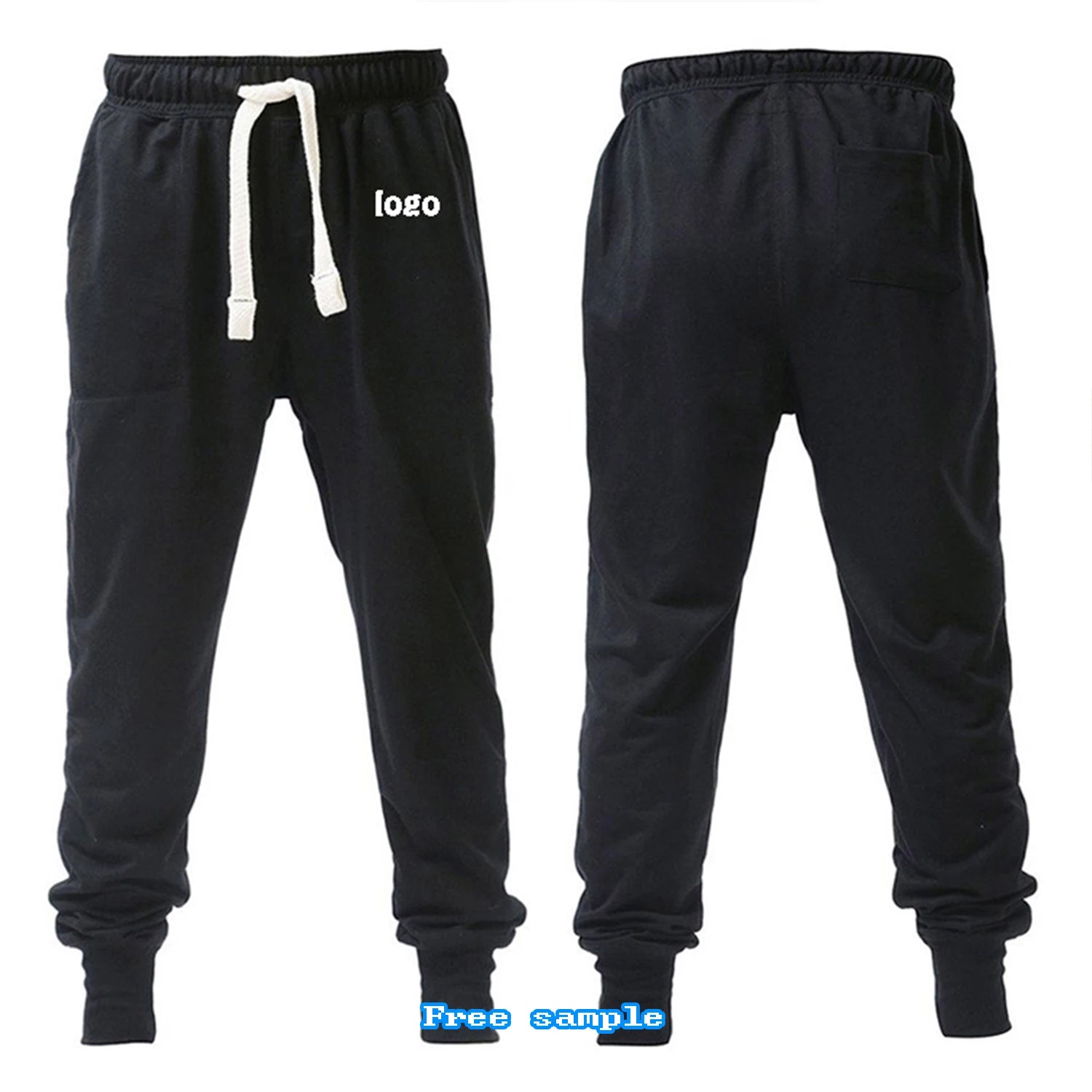 Custom Eco-Friendly Waterproof Men's Sweatpants Women's Jogger Trousers Lightweight Skinny Fit Drawstring Closure Mid Waist Flat