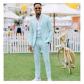 Autumn New Mint Green Men Suits 2 Pieces for Party Prom Male Jacket With Pants Groom Wedding Suits Notched Lapel Mens Tuxedo