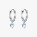 925 Sterling Silver Daily Accessories Heart Moonstone Ear Buckles for Women Fine Jewelry Elegant Fashion Hoop Earrings
