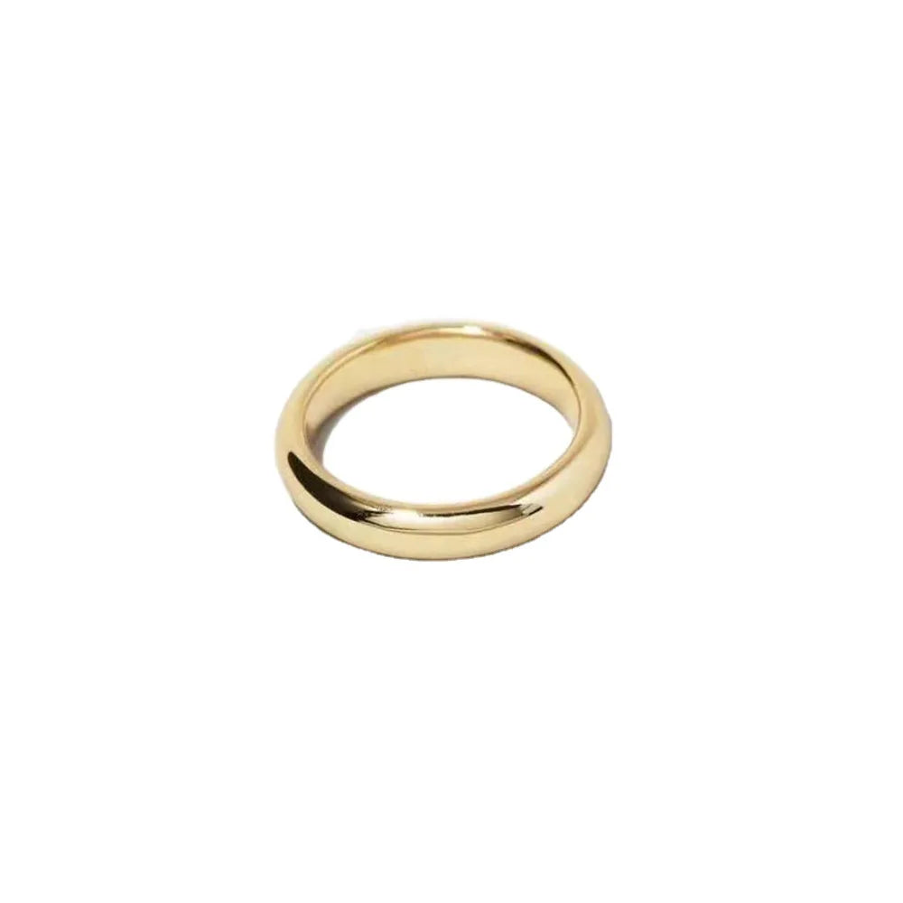 Circular Arc High Polished Titanium Steel Couples Stainless Steel Ring Women Gold Ring on Finger