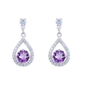 Abiding Natural Amethyst Gemstone Earring 925 Sterling Silver Classical Simple Drop Earrings Jewelry for Women Wedding