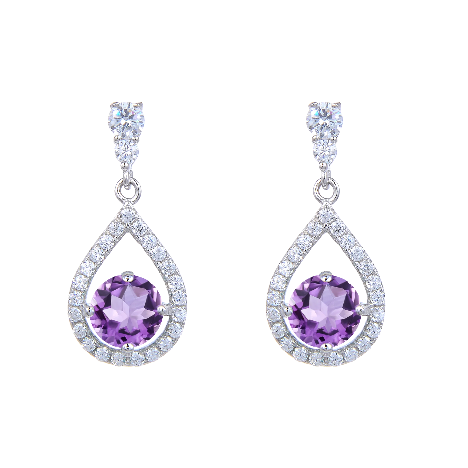 Abiding Natural Amethyst Gemstone Earring 925 Sterling Silver Classical Simple Drop Earrings Jewelry for Women Wedding