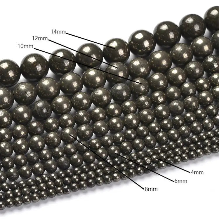Natural Stone Pyrite Beads  Pyrite Crystal Iron Pyrite Beads Loose Stone Beads for Jewelry Making