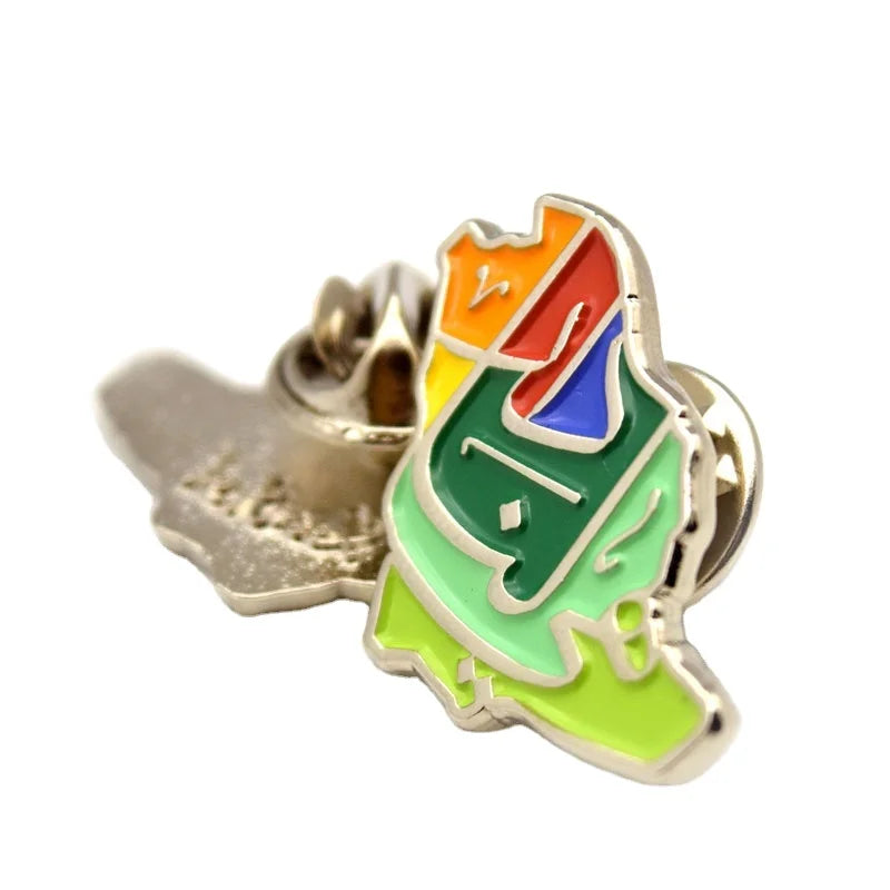 Custom Soft Enamel Map logo Saudi Arabia 91th National Day Lapel Pin Badge Metal Brooch