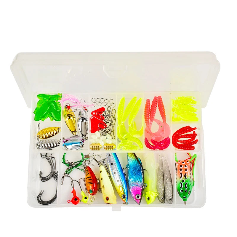 266g 92pcs Mix Hard Metal Soft Artificial Accessories Fishing Lure Set