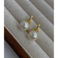 High Quality Big Round Pearl Earrings Double Circle Chain Geometric Drop Earrings Women Modern Vintage Delicate Jewelry 2023 New