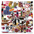 50Pcs Cartoon Red Wine Bottle Graffiti Stickers for Bar Table Wall Decor Waterproof Wine Glasses Sticker
