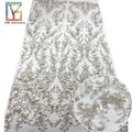 Luxury Bridal Sequins Heavy Beaded Tulle Lace French Wedding Embroidered Beads Laces Fabrics for Women