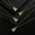 BINSHUO Fashion New Brass Micro-inlaid Zircon Turquoise Love Bear Pendant Necklace for Women
