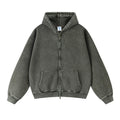 2024 Premium Quality Full Face Zip up Oversized Fleece Blank Hoodies Men's Batik Wash Vintage Streetwear Hoodie Sets Wholesale