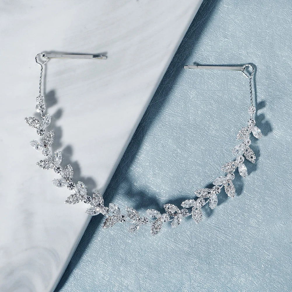 Zircon Willowleaf Girls Elegant Hair Ornament Wedding Bride's Hair Band