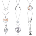 S925 Silver Border Necklace Simple Gold Europe and America Geometry Round Cross Set Diamond Pendant Necklace