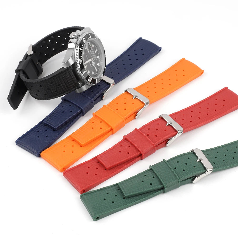 Onthelevel Fashion Silicone Rubber Watch Bands 20mm/22mm Quick Release 120+75mm Length 3mm Thickness Multi-color Model KZRB010