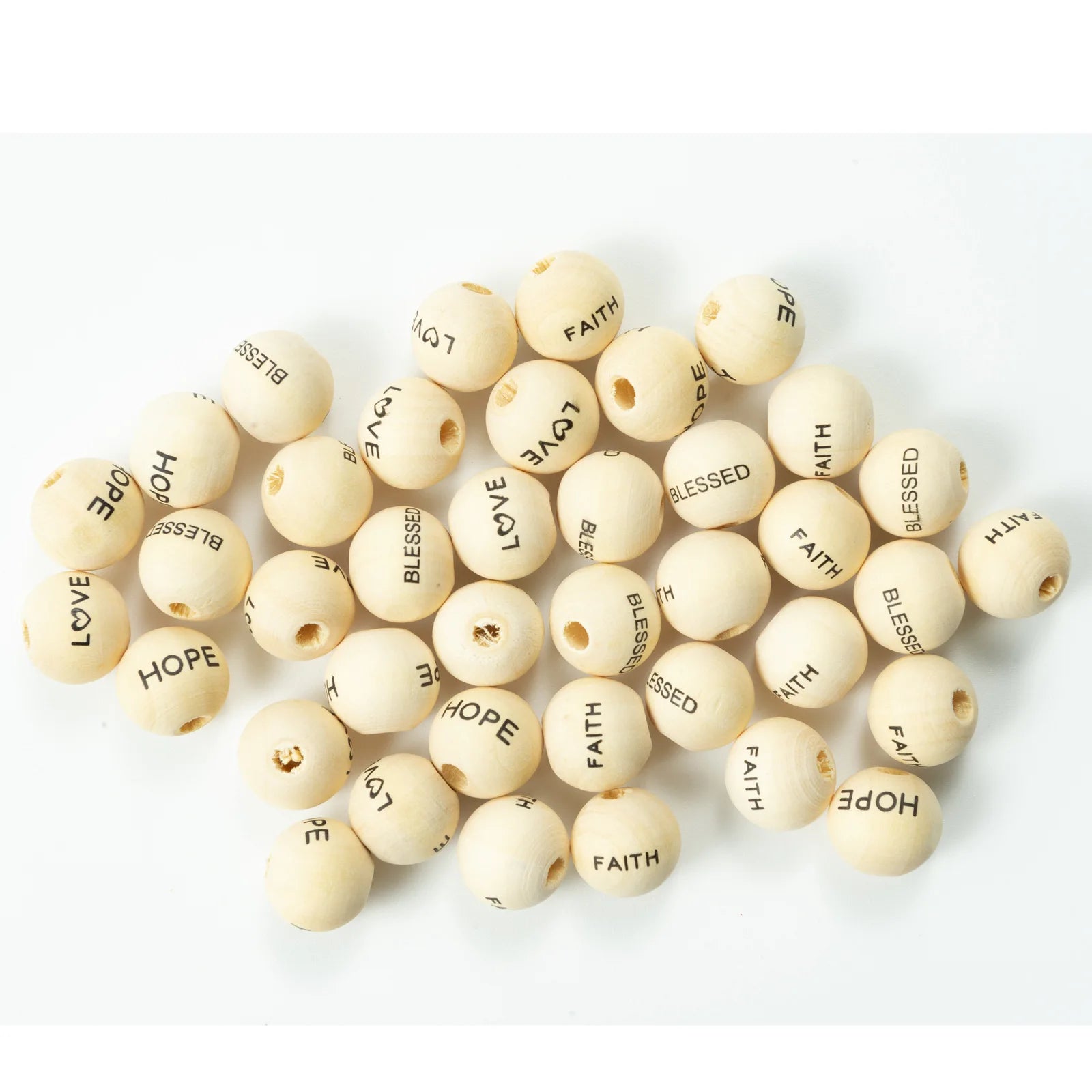 16mm Custom Print Wood Bead Kid Diy Jewelry Making Natural Wood Beads