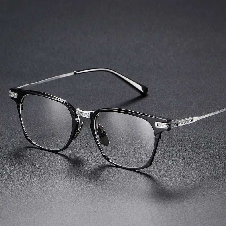 Luxury Square Titanium Plain Glass Optic Eyeglasses Blue Light Anti-Radiation Eyewear Solid Pattern Vendors