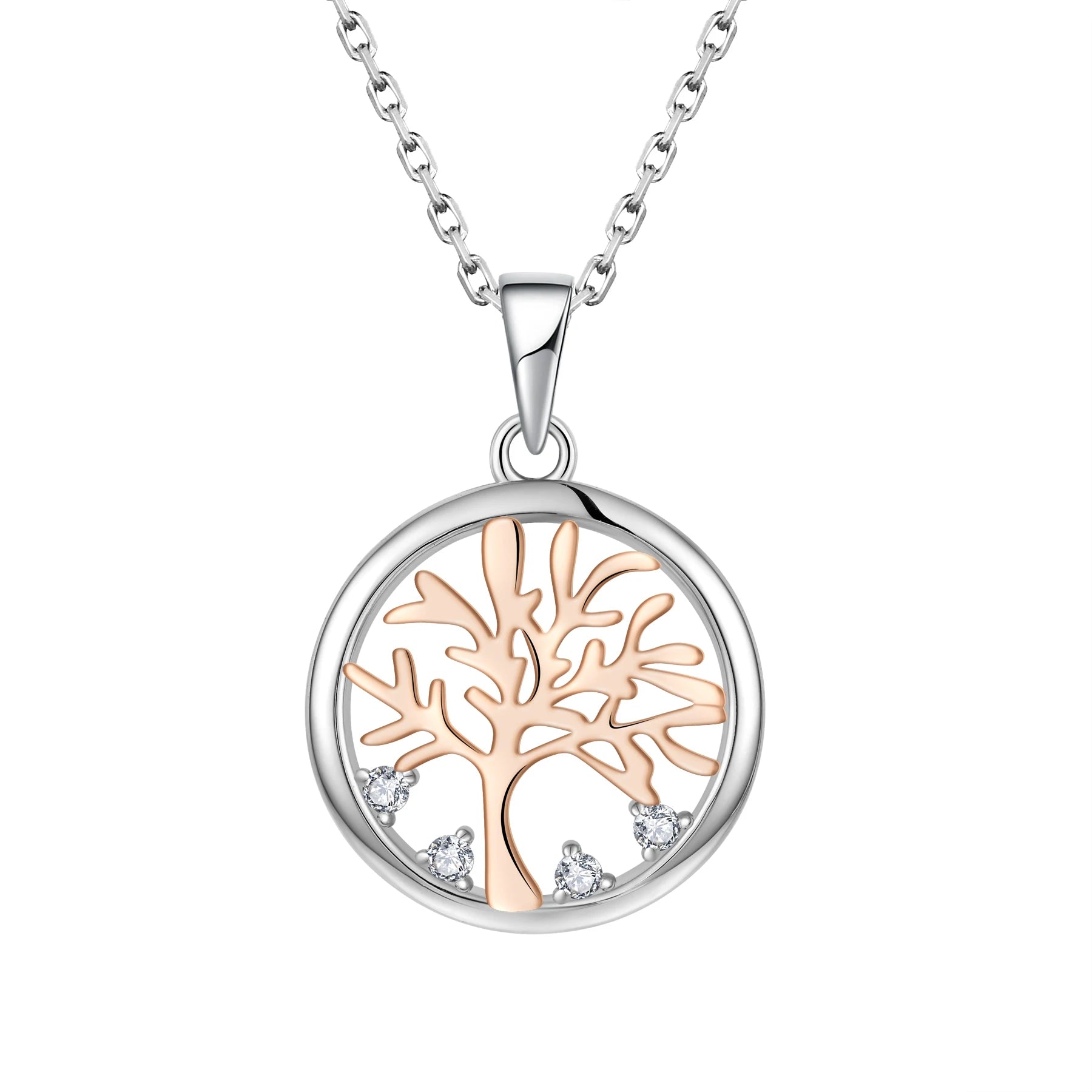 Popular Item S925 Sterling Silver Fashion Necklace White Plated Quality Zircon Women'S Tree of Life Long Necklace Pendant Silver