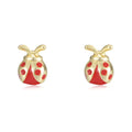 Cute Letter Ladybug Insects Kids Jewelry Discoloration Psj S925 Sterling Silver 14k Gold Plated Enamel Stud Earrings for Girls