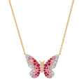 925 Sterling Silver Butterfly-Shape Ombre Necklace with White CZ Zircon Fashionable Jewelry for Girls' Everyday Parties Weddings