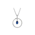 925 Silver Shiny Blue Spike Pendant Necklace with White Zirconium Rhodium Plated Adjustable Length for Wedding Parties Gifts
