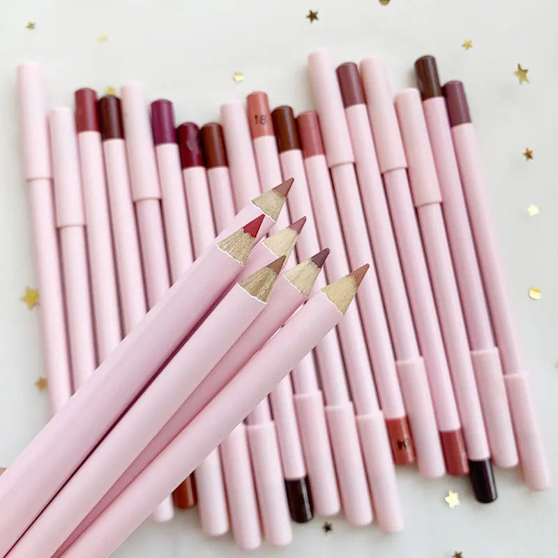 High Quality 24 Color Vegan Makeup Waterproof Pink Matte Lipliner Pencil High Pigment Cream Long Lasting Lip Liner