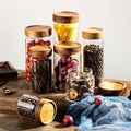 2026 New Arrivals High Borosilicate Glass Sealed Jar Acacia Wood Flip Top Lid Microwave Safe Lightweight for Food Storage