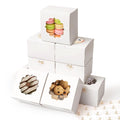 Hot Sale Small Gift Box White Brown Kraft Paper Window Box for Dessert for Cookies Macaron Donut Snack Bakery Food for Candles