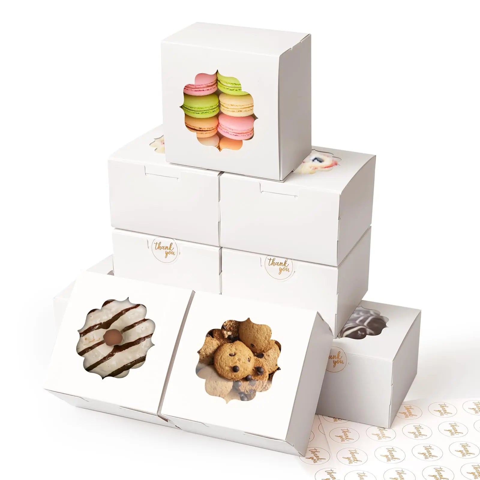 Hot Sale Small Gift Box White Brown Kraft Paper Window Box for Dessert for Cookies Macaron Donut Snack Bakery Food for Candles