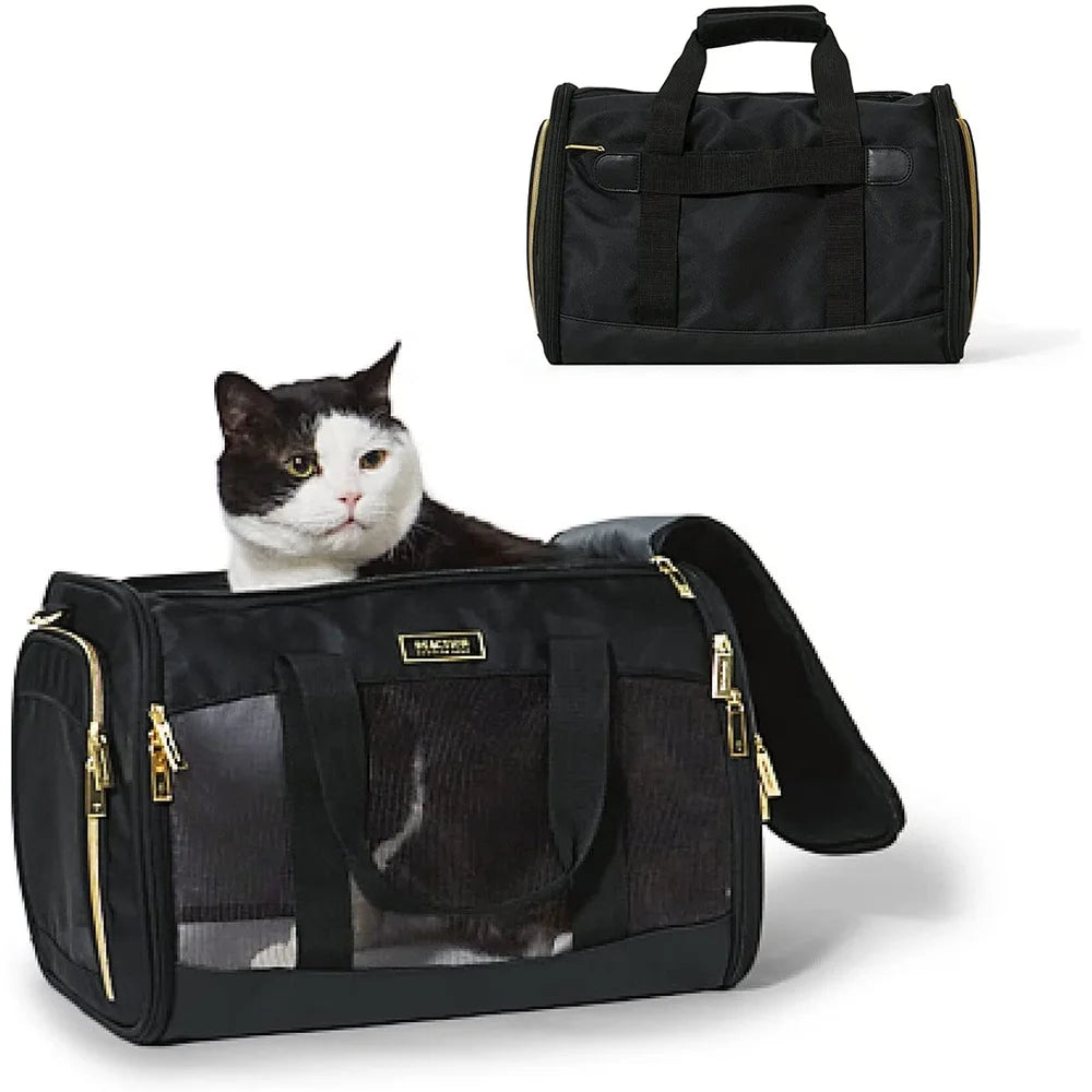 ZYZ PET Dog Travel Backpack Airline Approved Cat Carrier Soft Collapsible Breathable Bags for Small Medium Puppy Kitten Hiking