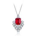 Fashion Brand designer inspired 925 Sterling Silver Red Ruby Pendant Necklace personalized necklace