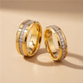 Factory Wholesale 4mm 6mm 8mm 18k Gold Plated Tungsten Carbide Ring Classic Polished Gold Bevel Edge Mens Women Wedding Bands