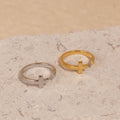 Chris April 316L Stainless Steel PVD Plated Cross Open Knuckle Thin Finger Ring