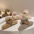 Large Jaw Clamp Autumn Winter Non slip Pom Pom Heart Hair Accessories Clips Fuzzy Fur Flocking Hair Claw for Thick Hair