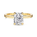 S925 Sterling Silver 18k Gold Plated Rectangular Single Diamond 2 Carat 8A Zircon Ring