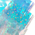 0.4mm Shiny Foiled Heart Designs Blue Rainbow Pink Holographic PVC Film for Making Bag Gift Bag