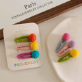 Cute Handmade Children Favorite Gifts Headwear Pom Pom BB Hairpin Hair Clips Girls Hair Accessories Kids Sets for Girl