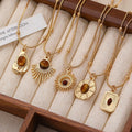 Korean Vintage Silver Necklace Link Chain Star Moon Gold Moon Titanium Steel Black Portrait Jade Charm Jewelry Main Material