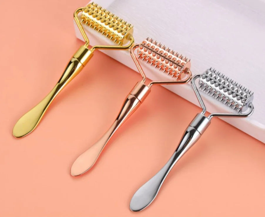 New Design Metal Derma Roller Skin Lifting Facial Massage Beauty Bar Anti Aging Face Roller
